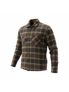 Common People Grandy Luxe Hybrid Overshirt Mens L Plaid Jacket Brown Black